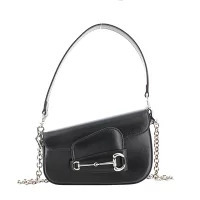Gucci Gg Supreme Horsebit Shoulder Bag Black